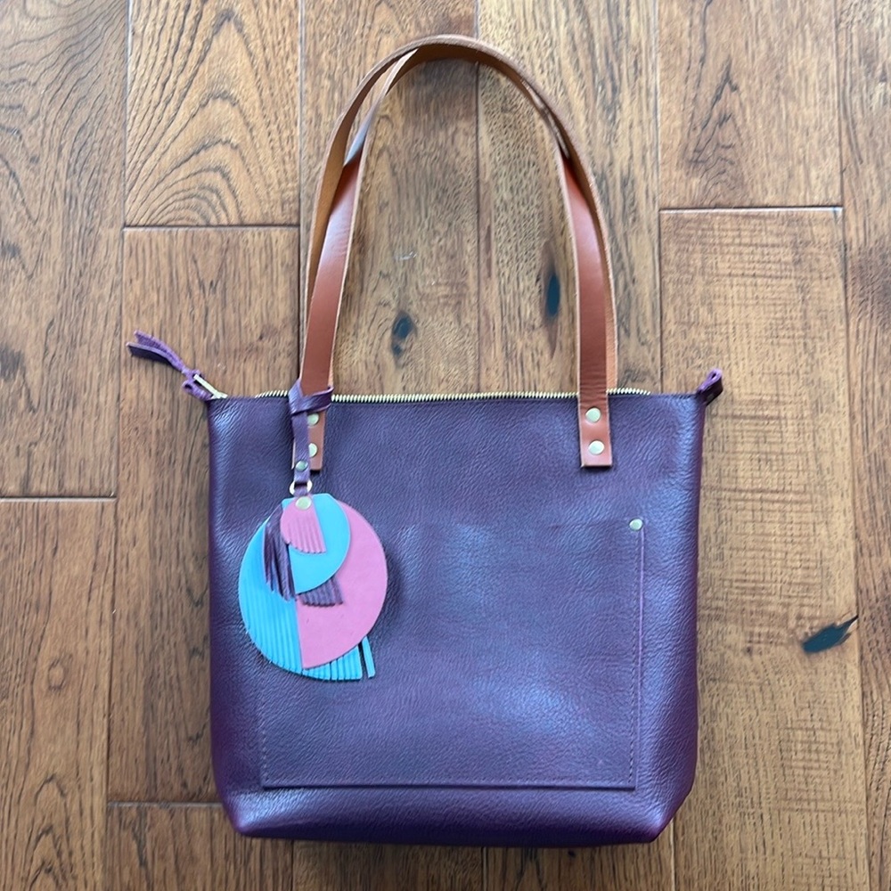 Portland Leather Purple Leather Tote Bag